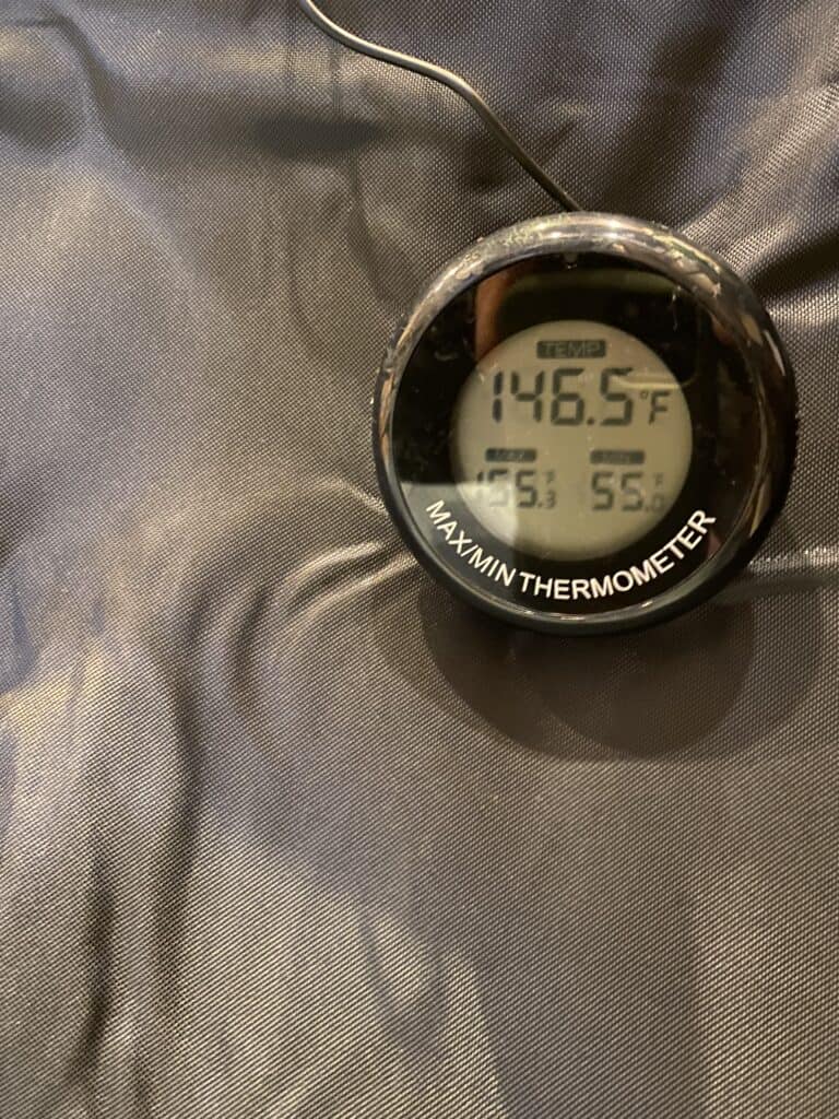 The sensor for the Thermal Strike bed bug heater - reading 146.5°F